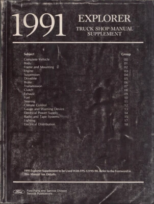 1990-1991 Ford Explorador Reparación Tienda Manual Suplemento 90 91 OEM Libro - Imagen 1 de 2