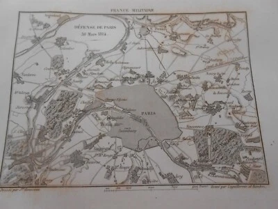 GRABADO EN ACERO 1836 DEFENSA DE PARÍS 30 DE MARZO DE 1814 GUERRA NAPOLEÓNICA FRANCIA Foto 1 de 2
