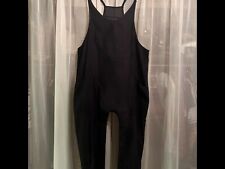 Jumpsuit in Lg, Black Faux Suede Fabric, Straight Leg Pants, 