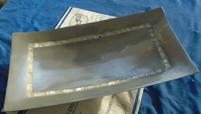 Bandeja Plato Toalla Plateros Mosaico Madreperla Metal Servir 16 por 8" B Foto 1 de 4