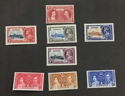 Barbados 1927-1937 VF -XF MLH  Sc#180, Sc#186-189, Sc#190-192,  Cv$33.   (W47) - Image 1 of 2