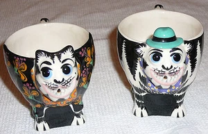 Artisan signed circa 1980s cat design collector pottery cups - Bild 1 von 1