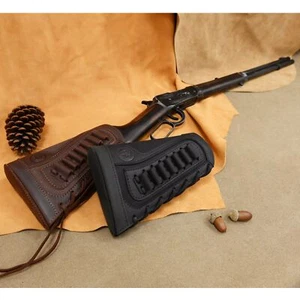 Leather Canvas Rifle/ Shotgun Magazine Pouch Buttstock for .357 .30-06 .22 12GA - Foto 1 di 84