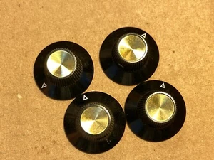 4 NOS Vintage Rogan Bros Black Gold Knobs Witch Hat 1960s Sunn Guitar Amp - Picture 1 of 6