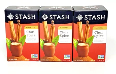 Paquete de 3 Stash CHAI SPICE té negro = 60 bolsas en total BB 03/06/2025 Foto 1 de 4