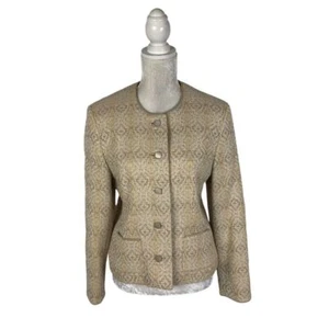 Giacca blazer Pendleton lana vergine tessuto bottoni davanti geometrico giallo marrone 12 - Foto 1 di 8