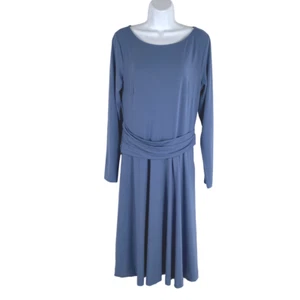 Betabrand Dress Large Blue Long Sleeve Solid Rayon Blend Stretch DR-1324 - Picture 1 of 9