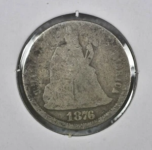 1876 Seated Liberty Dime F - Silver - Imagen 1 de 2