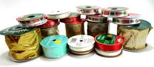 18 Rolls of Variety Ribbon Christmas Trees Swirls Presents Glitter Stripes - Picture 1 of 4