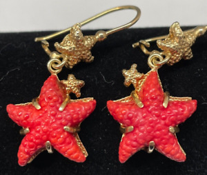 Tagliamonte Coral Starfish Dangle Wire Earrings