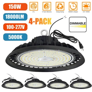 4 Pack 150W UFO Led High Bay Light Factory Warehouse Commercial Led Shop Lights - Picture 1 of 24