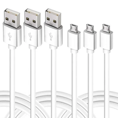 3 Pack 2m Long Data Sync Charging Micro USB Cable Cord for Android Phone Bulk - Image 1 of 4