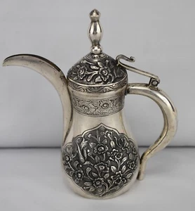 Rare Antique Silver Dallah Coffee Pot Islamic Oman Dubai Qatar Saudi - Picture 1 of 11