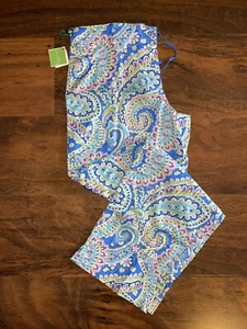 Vera Bradley SMALL Capri Blue PJ PAJAMA PANTS 100% Cotton Drawstring NWT - Picture 1 of 4
