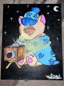 Shortiez Ink Graffiti 11 X 14 Canvas Board Painting Netflix And Chill Bear Kids - Picture 1 of 1
