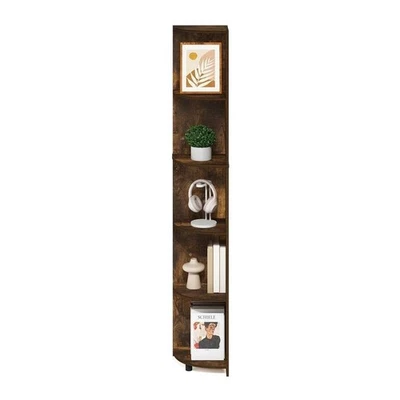 5 Tier Shelf  Thin Tall Bookshelf Bookcase Vertical For Wall Narrow Long Small - Image 1 of 4