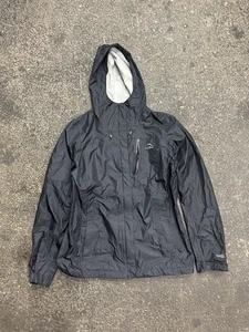 L.L. Bean Tek Rain Jacket Women’s Small Black 506197 Full Zip Hooded - Picture 1 of 8