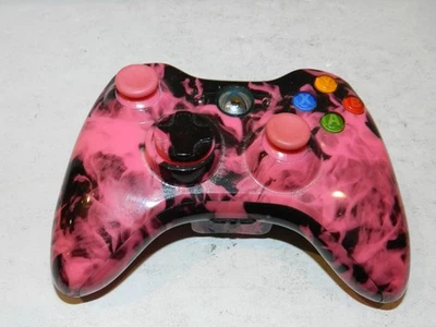 Official Microsoft Xbox 360 Black Wireless Game Controller w/Pink Thumbsticks - Image 1 of 3