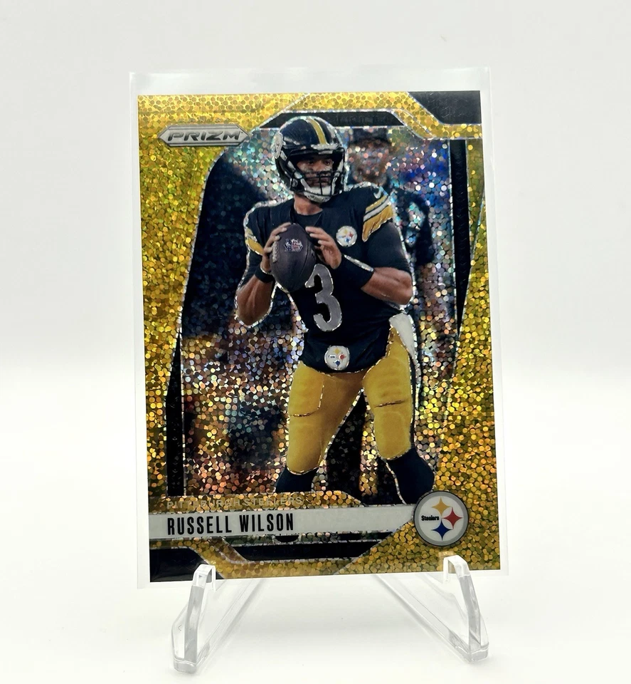 Panini Prizm Russell Wilson Gold Sparkle 2024/24 Steelers Mint SSP Foto 1 de 2