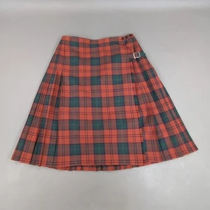 Vintage Fletcher Jones Red Green Tartan Wool Kilt Skirt 33 W 26 L Australian - Picture 1 of 16