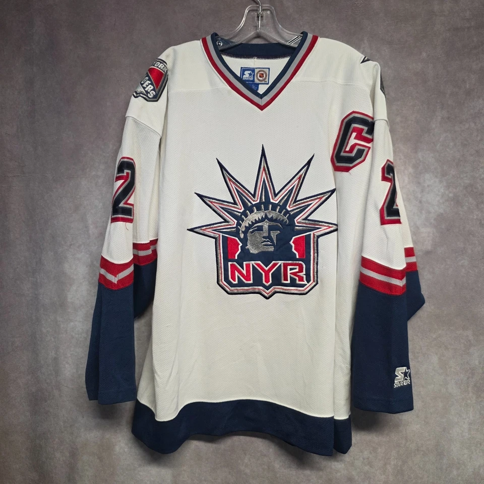 Camiseta deportiva para hombre Brian Leetch 2 Liberty rara vintage de los 90 Starter New York Rangers L Foto 1 de 4
