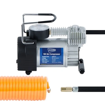 Air Compressor + Gauge Car Bike Tyre Inflator 150PSI Portable Compact 12v SWAC14 - Image 1 of 4