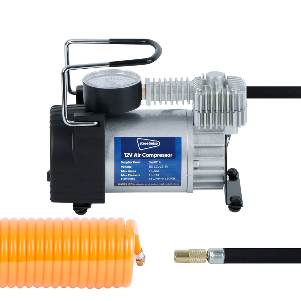 Streetwize Kruga 12v Air Compressor With 5m Hose & Gauge