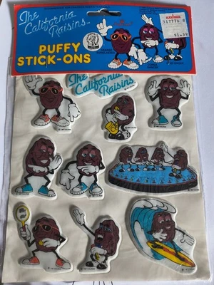 the california raisins puffy stickers vintage advertising collectible - Image 1 of 2