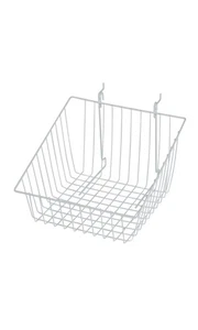 SSWBasics 12" x 12" x 8" White Mini Grid Basket with 4 inch Slanted Front Lip - Picture 1 of 1