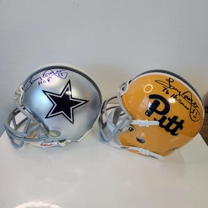 TONY DORSETT Signed Pitt PITTSBURGH 2 Mini Helmets LOT-1976 HEISMAN-HOF-COWBOYS - Picture 1 of 9