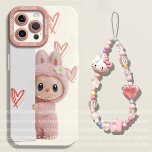 Labubu Cartoon Eyes Phone Case For iPhone 11 12 13 14 15 16 Pro Max +Bracelet - Photo 1 sur 8