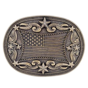 Amerikanische Flagge Herren Gürtelschnalle Western Cowboy Indianer (XFL-03-G) - Bild 1 von 2