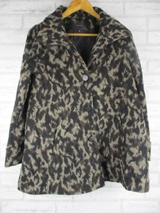 Portmans womens coat jacket black brown loepard print 8 wool mix - Picture 1 of 10