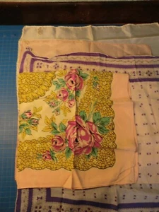 4 Vtg Floral Scarves Head Wraps Silk Polyester Assorted Patterns Italy Japan - Picture 1 of 9