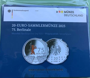 Alemania RFA 20 euros moneda de plata 2025 Berlinale moneda especial Proof Ag 925 - Imagen 1 de 2