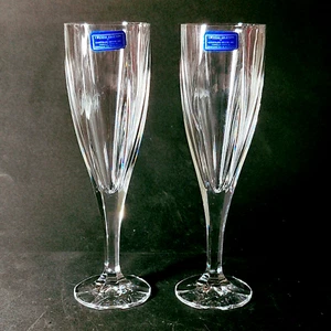 GODINGER EMPIRE CHAMPAGNE FLUTES, Cut Lead Crystal, 8 3/4", 10 Oz, 2PCS - Picture 1 of 8