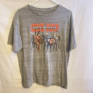 Captain America Shirt Size XL Gray Short Sleeve Civil War Movie Promo Stone - Picture 1 of 4