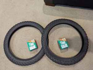 2 NEW DURO 18X2.125 (57-355) BLACK BMX BICYCLE TIRES & TUBES COMP 3 STYLE - Picture 1 of 4