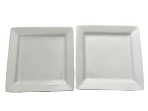 Set of 2 Better Homes & Gardens Whiteware Square Porcelain Dinner Plates - Picture 1 of 5