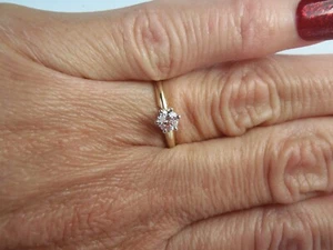 14K Solid Gold 1/4 CT Diamond Solitaire Engagement Ring Size 6 1/4 - Picture 1 of 23