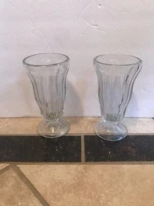 Pair of Achor Clear Tall ICE CREAM SUNDAE GLASSES 6-5/8"h Fountain Soda Diner - Foto 1 di 5