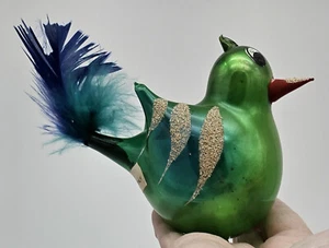 Large Green Bird ~ Blown Glass Ornament ~ Made in Italy ~ Vintage - Picture 1 of 7