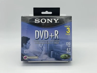 SONY DVD+R Discs 3 Pack  4.7 GB 120 Min Recording DVD-R New & Sealed 3DPR47L4 - Image 1 of 4