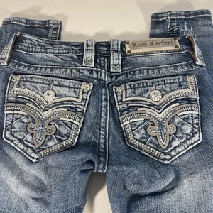 Jeans skinny donna Rock Revival taglia 25 Vien lavaggio medio denim blu caviglia - Foto 1 di 11