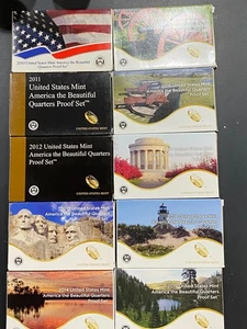 2010 -2020 ~ AMERICA THE BEAUTIFUL QUARTERS PROOF SETS IN MINT BOXES ~ 11 SETS - Picture 1 of 1
