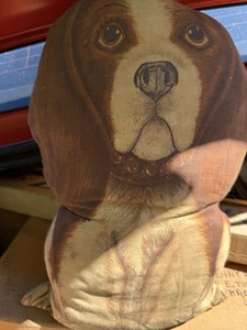Vintage Cut N Sew Stoff Bassett Hound Hundekissen - fantastisch 15" braun Handarbeit - Bild 1 von 2