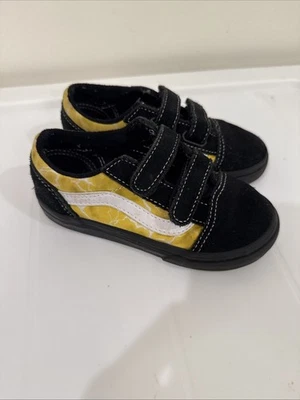VANS Negro/Amarillo Niños 9c Old Skool Tenis Parte Superior Baja Cierre de Gancho y Lazo Foto 1 de 4
