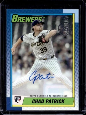 2025 Topps Update Chad Patrick 1990 Auto RC Rookie #90AU-CPK Brewers - Image 1 of 2