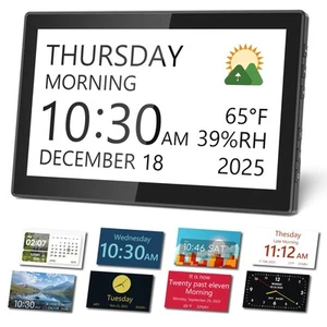 10.1" Digital Clock with Date and Day for Elderly, Digital Calendar with 12 T... - Picture 1 of 9