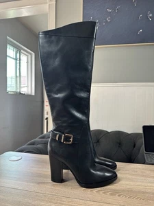 Marciano schwarze kniehohe Lederstiefel, Schnalle, neu ohne Etikett Damengröße 11M EU 41 - Bild 1 von 15